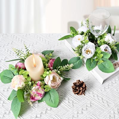 Düğün Bahar Şakayık Mumluk Çelenk Simülasyon Çiçek Avrupa Tatil Dekorasyonu Noel Düğün Masa Üstü Süsü