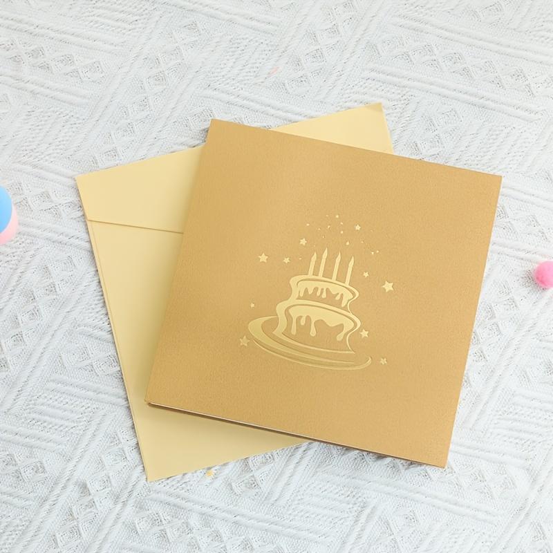 1pc 3D Happy Birthday Greeting Card, Foldable Birthday Gift Blessing Cake Holiday Card, Pop Up Greeting Card, Pop Up Card