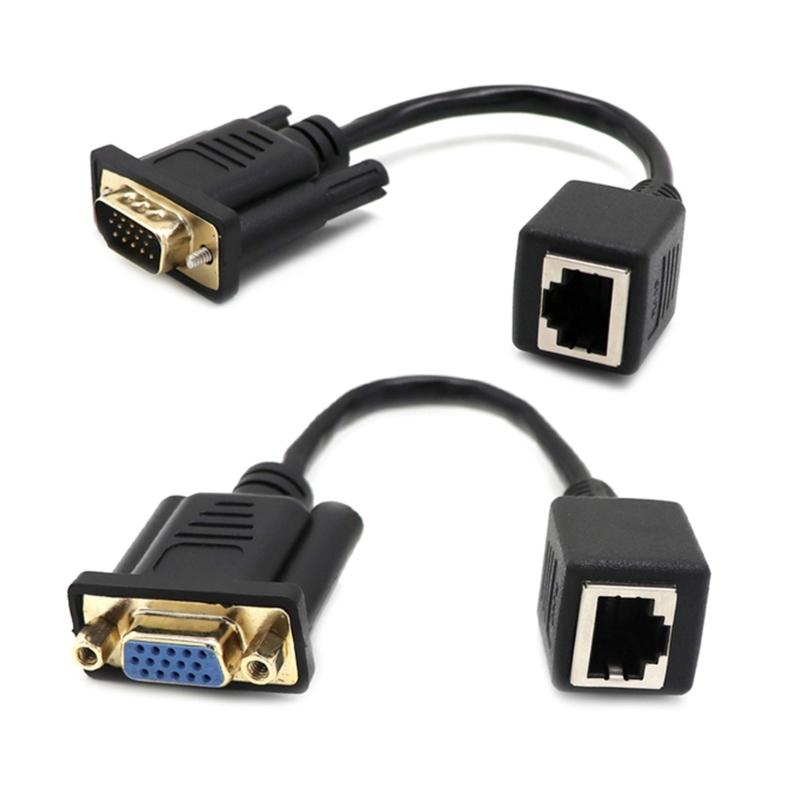 VGA to RJ45 Adapters Cable Female/Male to Female Connectors Extender Line Transfer VGA Signal Over Long Distances