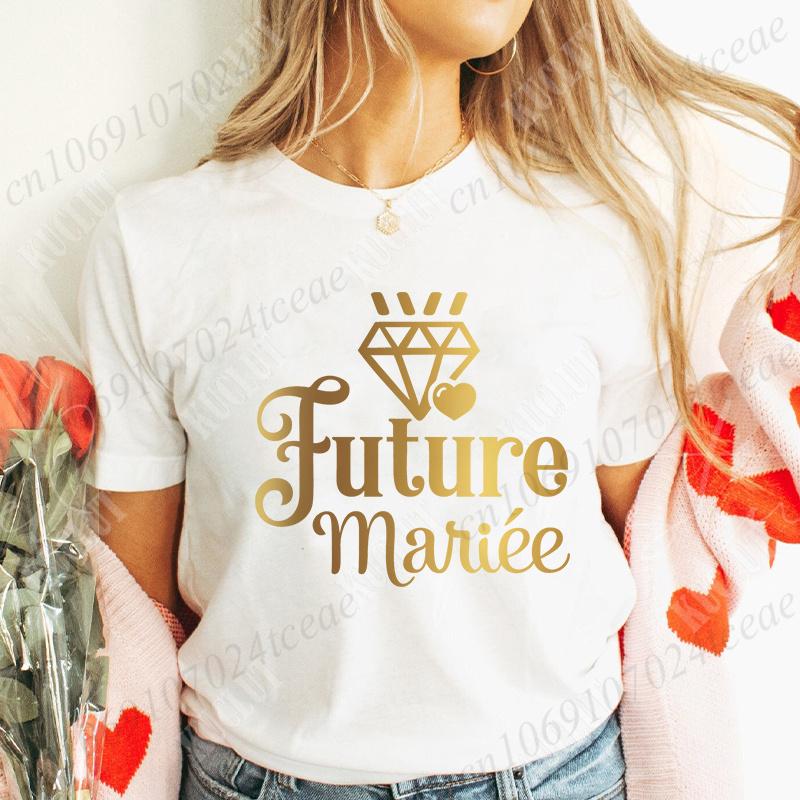 Team Bride Tshirt Women Bachelorette Hen Bridal Wedding Party T-Shirts Tees Evjf Future Clothing French Single Farewell Tops
