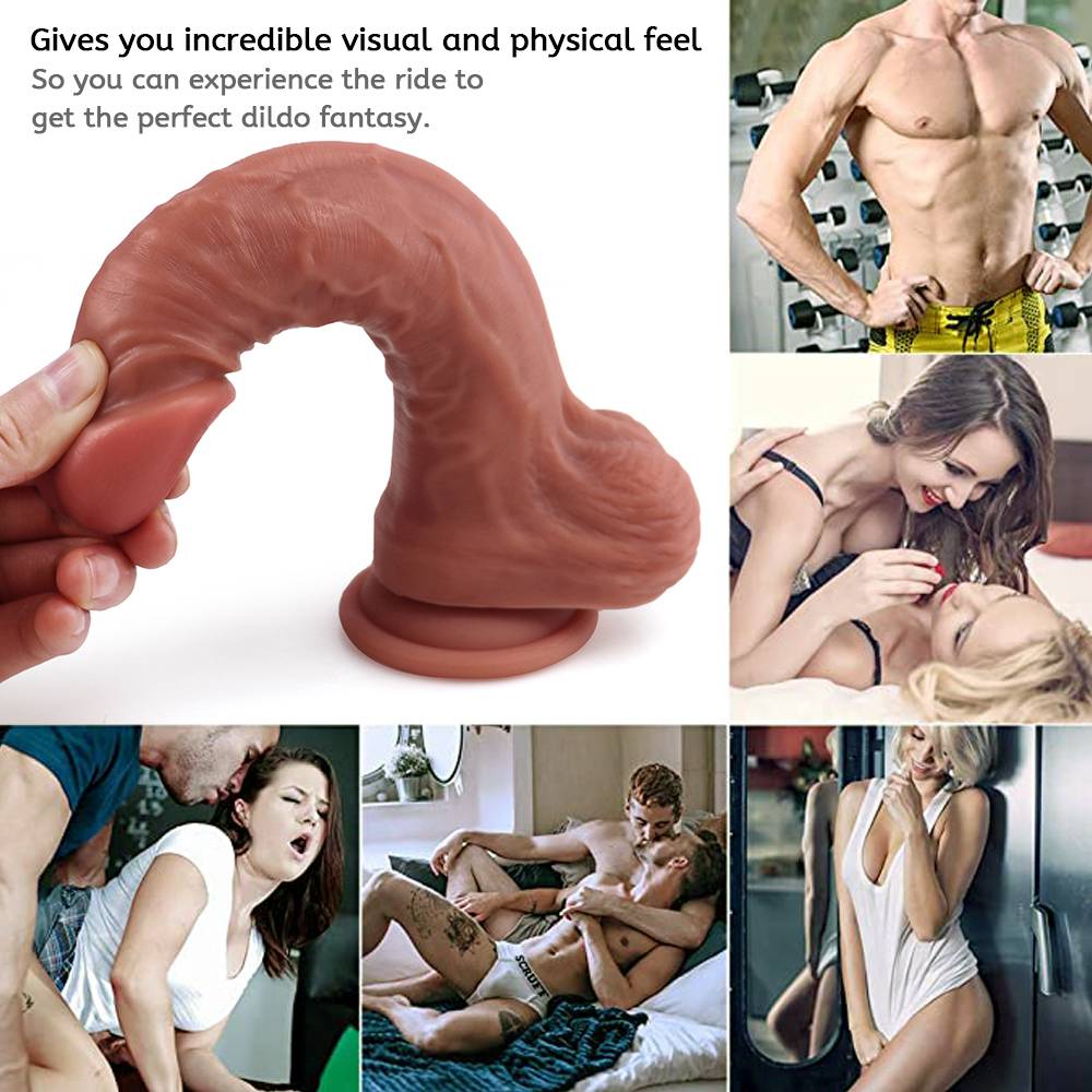 Liquid Silicone Dildo for Women Realistic Penis Adult Toy Soft Flexible Texture with Suction Cup