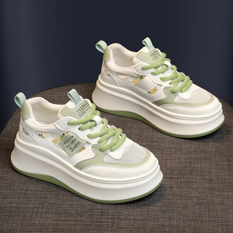 Hollow women's shoes summer new sandals small breathable inner height increase small white shoes thick-soled versatile muffin shoes