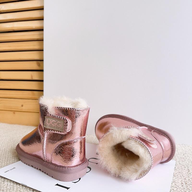 Children's Genuine Leather Snow Boots Sheepskin Fur Integrated Short Boots Waterproof Non-slip Cotton Shoes