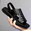 Fashion Men's Beach Shoes Crocodile Pattern Sandals High Quality  Leather Non-slip Men Slippers Breathable Two Uses Men's Sandals Shoes