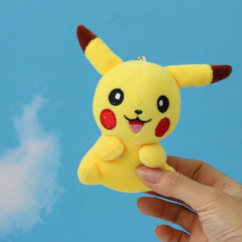 30pcs/lot Cute 10cm Pikachu Squirtle Bulbasaur Toy Pocket Animals Pokemon Plush Pendants Keyring Charmander Doll Gift