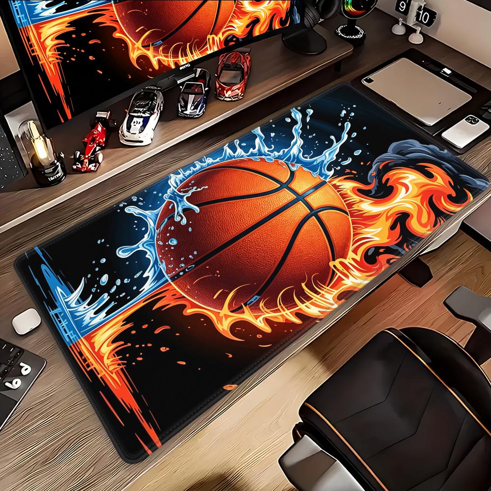 Water Flame Basketball Overlock Mouse Pad Desk Accessories Game Console Pad Office Pad Computer Laptop Pad Keyboard Hybxaxc