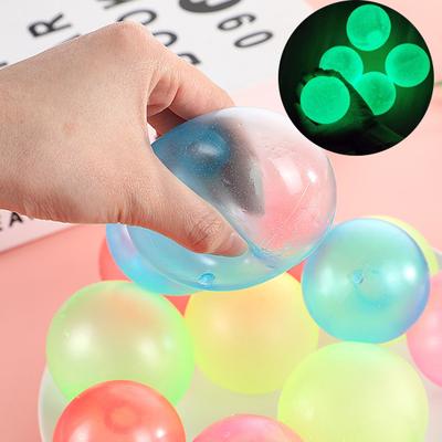 10Pcs Luminous Wall Sticky Balls Toy Colorful Glow In The Dark Dream Balls Bounce Back To You Bouncy Ceiling Balls Stress Relief Vent Toy