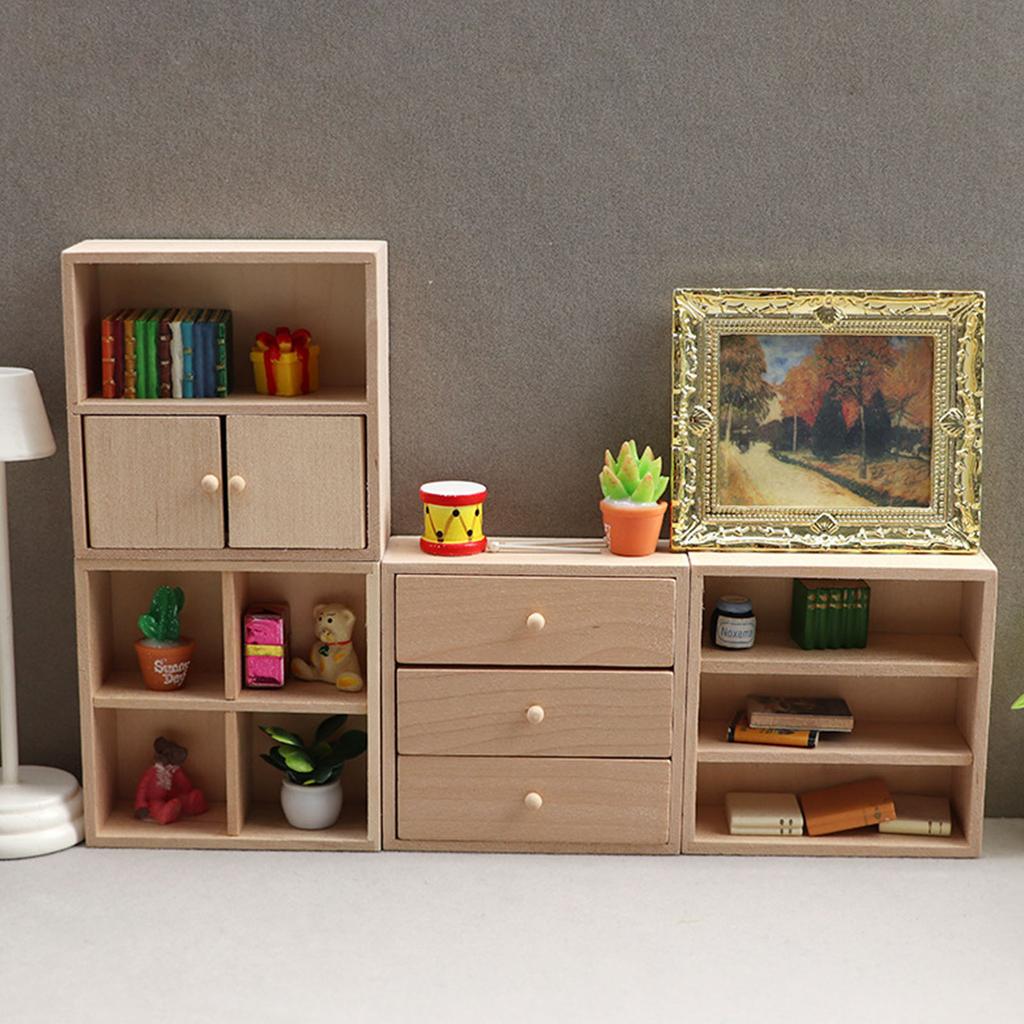 Realistisches Holzregal Realistisches Rollenspiel Vitrinenmodell Spielzeug Vintage Ausstellungsregal 1:12 Puppenhaus