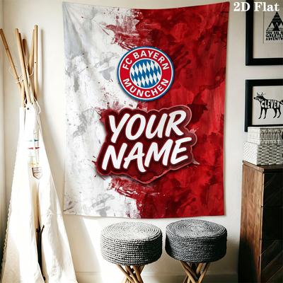 Custom Name Bayern Munich Wall Tapestry Aesthetic Wall Hanging Printed Fabric Blanket Decorative Tapestries for Bedroom Living Room Home Decor
