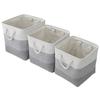 Large Foldable Storage Baskets with Cotton Rope Handles Linen Blend Toy & Clothes Organizer Bin