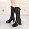 Bottes d'hiver femmes bottes hautes femme plate-forme talons hauts laine bottes longues chaudes pour femmes