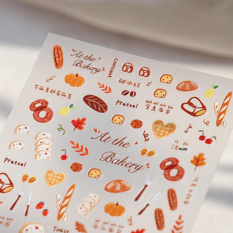 TENSOR Autumn Baking Cartoon Nail Stickers - Thin, Flexible, Self-Adhesive (TS-3831)