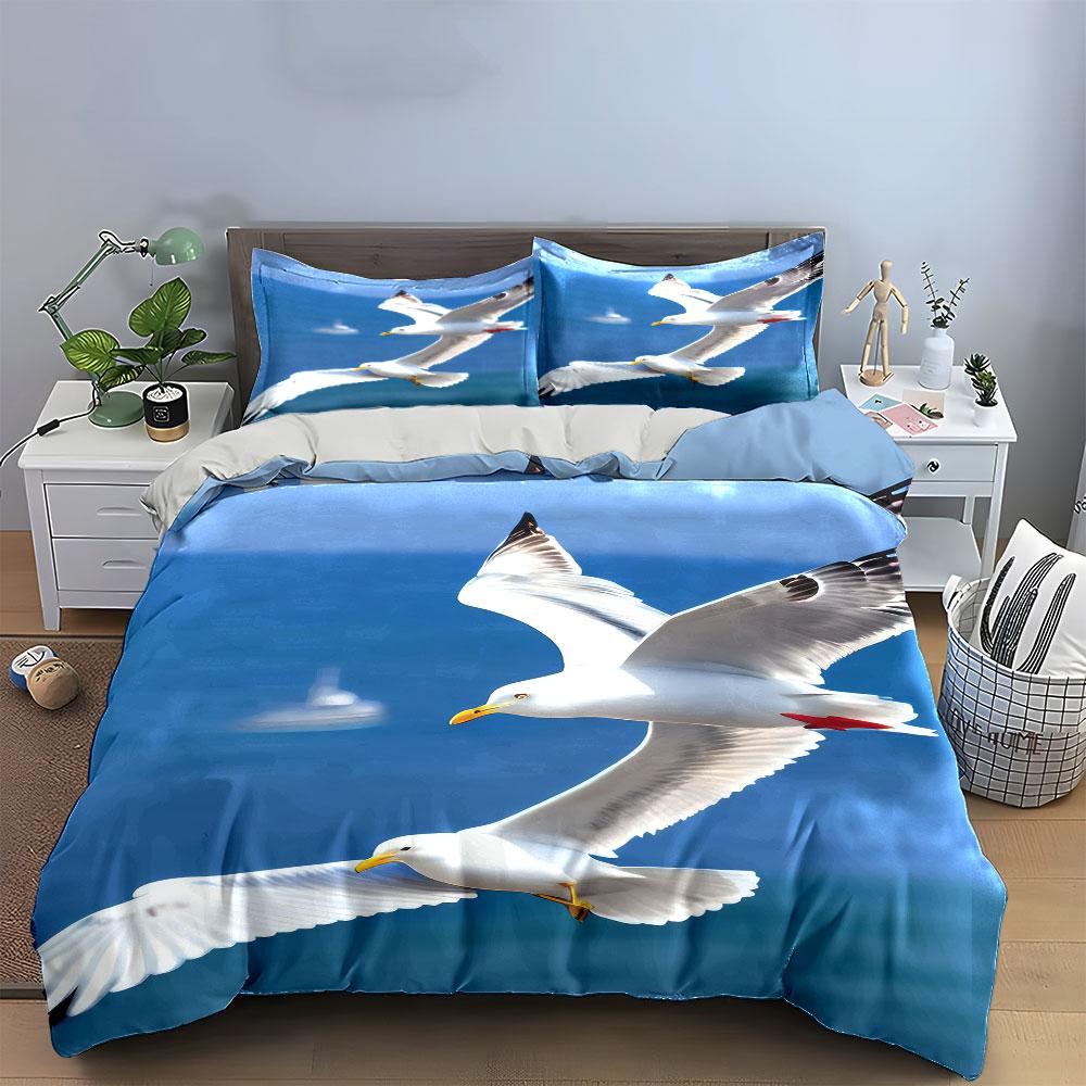 Set Gabbiani Decorazione Costiera Morbido Confortevole Copripiumino Set Biancheria da Letto Incluso 1*Copripiumino & 2*Federe, Regalo