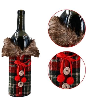 Red Wine Bottle Sleeve Christmas Dinner Table Decorative Bottle Cover For Family Gathering Festival Event Setting