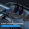 Dual PD Dual QC 3.0 USB Car Charger with Voltmeter Power Outlet Adapter 4 Ports Fast Charging Outlet 78W for Phone Tablet