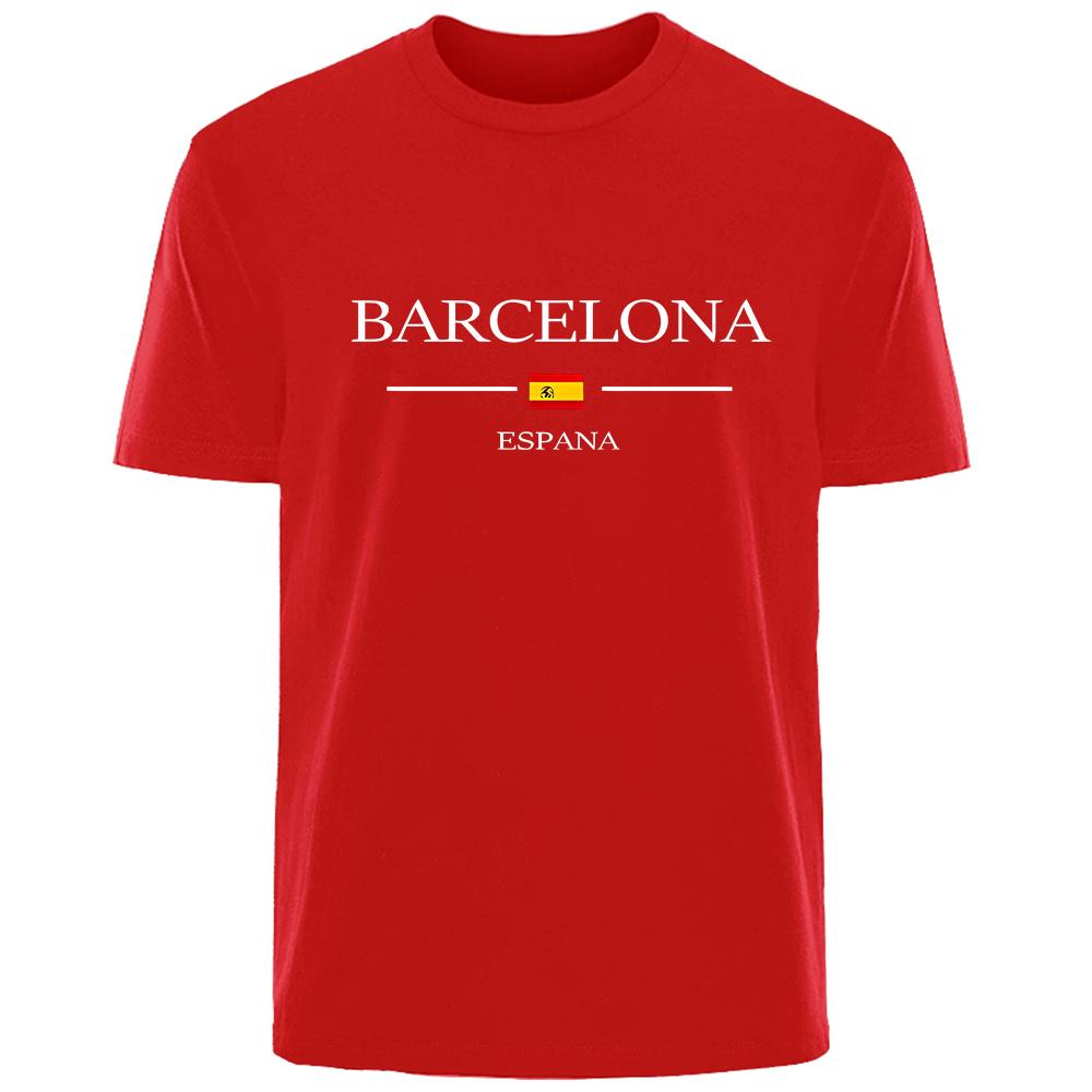 Simple basic Spanish flag print summer high quality men cotton comfortable fashion casual T-shirt men outdoor street wear