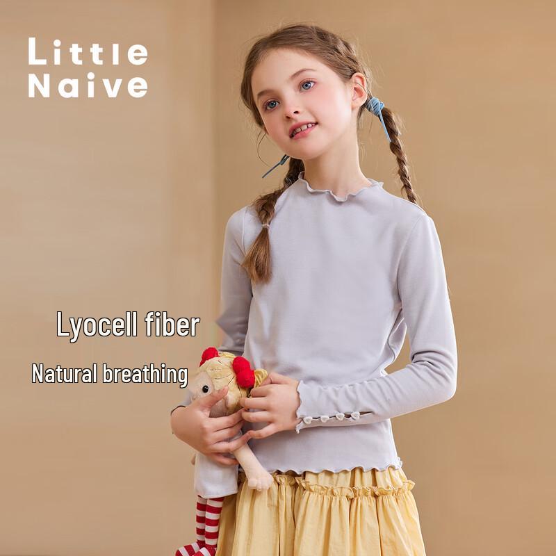 Little Naive Girls' Lettuce Trim Long-Sleeve T-Shirt