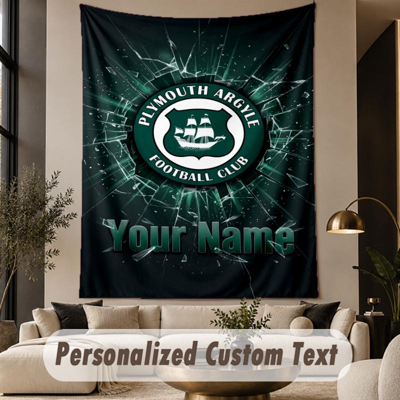 Custom Text Tapestry Plymouth Argyle FC Print Wall Tapestry Indoor Living Room Wall Decor