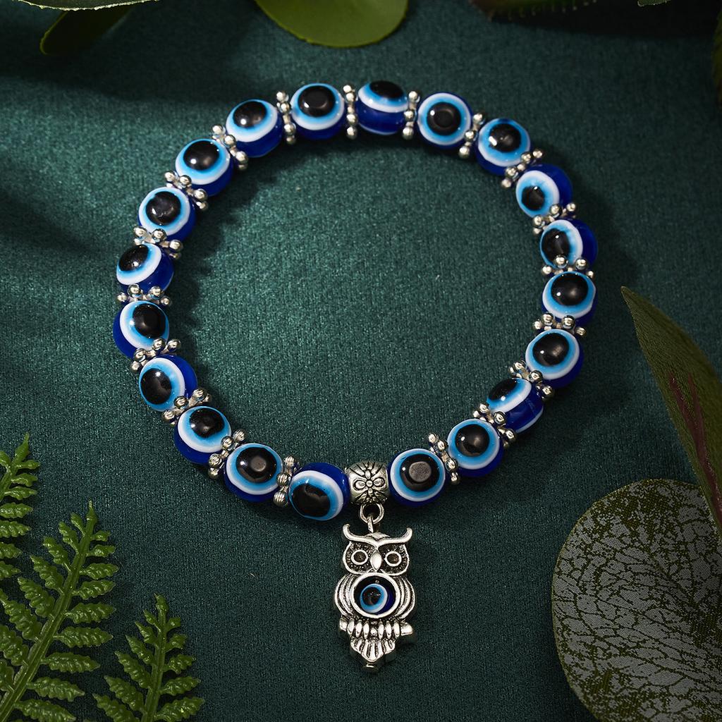 Classic Turkish Lucky Evil Eye Bracelets for Men Women Blue Evil Eye Palm Butterfly Pendant Beads Bangles Handmade Charm Zircon