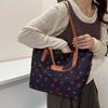 Korean Style Cherry Printed Tote Bag Large Capacity Lightweight Patterned Canvas Handbag Solid Color Trendy Women Shoulder Bag