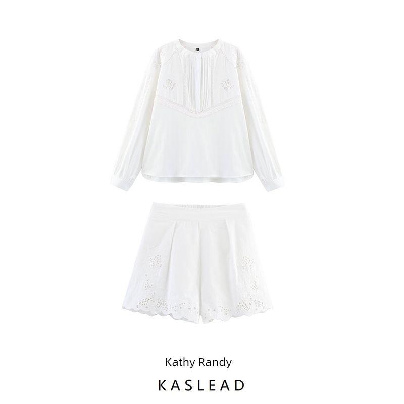 Kaslead New Women Clothes Western Style Fashion Embroidery Shirts Leisure Shorts 4786058 4786059