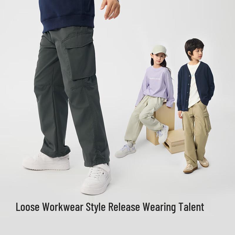Balabala Kids Unisex Spring/Autumn 2025 Cargo Pants 150