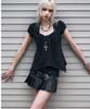 Nasnoing Ribbon Drape Stud Top (Black)