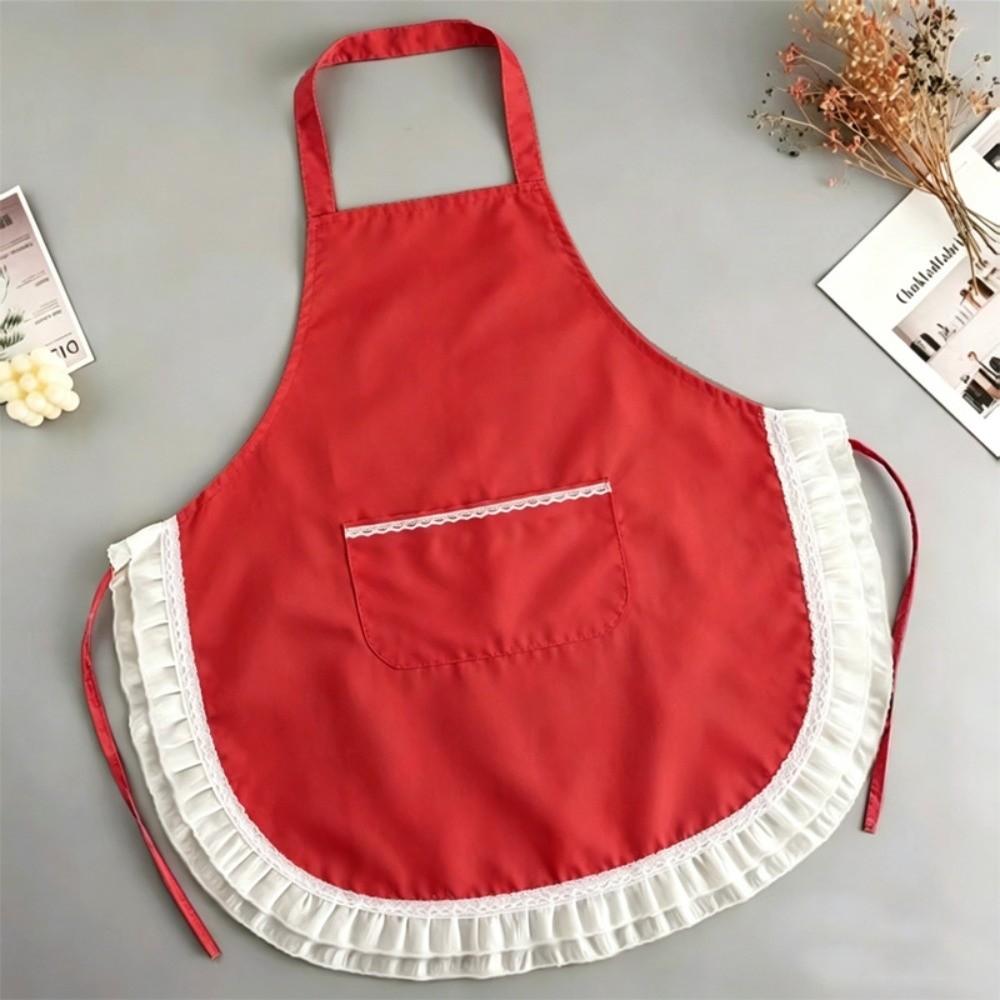 Lace Cooking Apron Splash-proof Fabric Work Clothes New Household Apron  For Kitchen