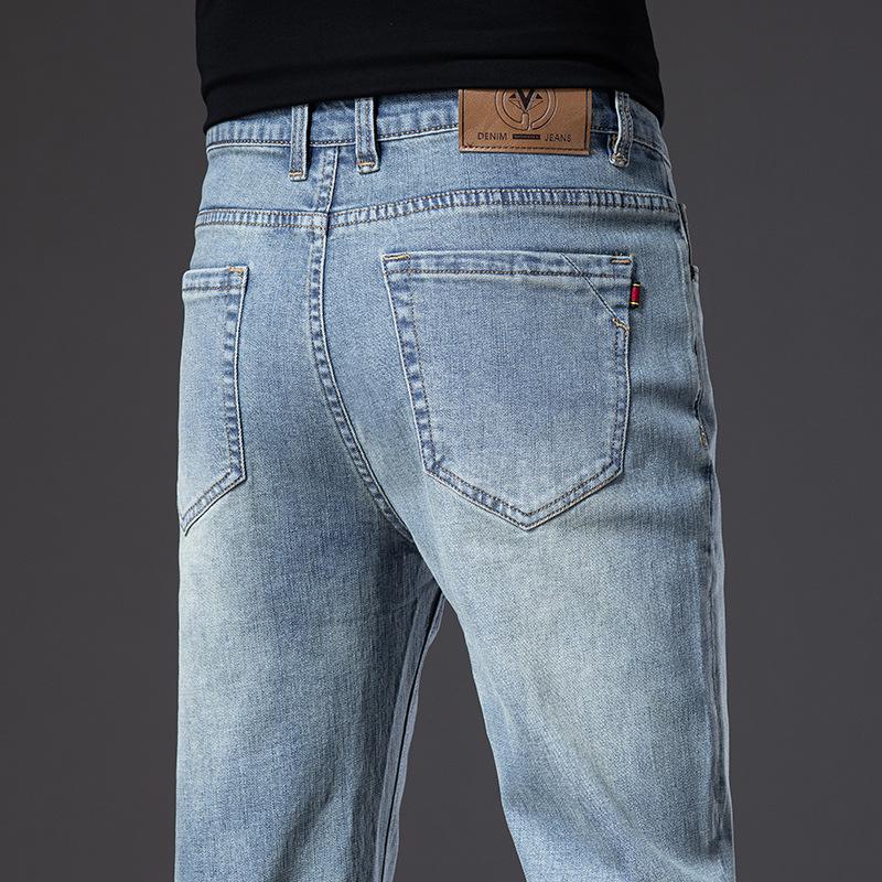 

Ностальгические мужские узкие эластичные синие джинсы с высокой талией — не мнутся, не образуют катышков, прямого кроя, мягкие и гладкие. 33 (Waist 26) 150lbs