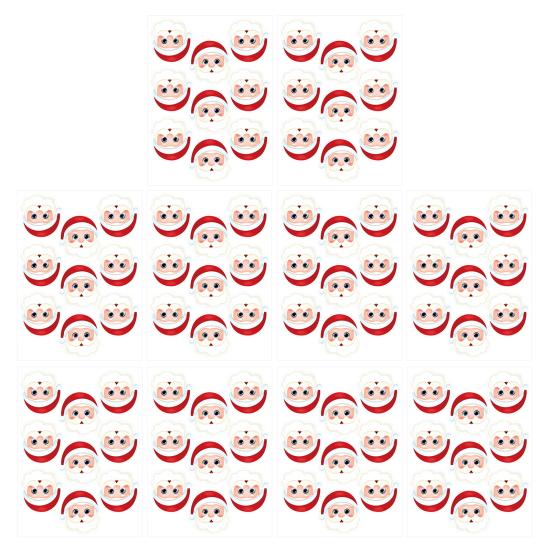 10 Sheets Festive Christmas Stickers Santa Claus Snowflakes Gingerbread Man Create Atmosphere Self-adhesive Decals Festive Decoration