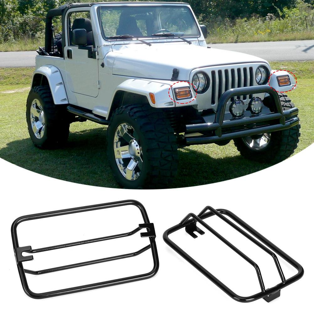 Turn Side Signal Light Protect Guards Black Grille Cover Fits for Jeep Wrangler TJ 19972006