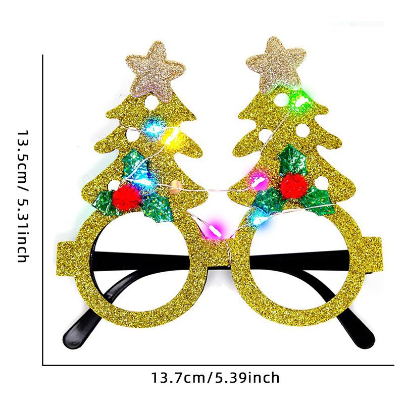 New Cartoon Cute Glowing Christmas Dress Up Glasses Christmas Led Glow Cartoon Glasses Frame Children's Toys Holiday Party Gifts