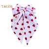 Women Hairpin Bow Shape Ribbon Heart-Shaped Pattern Hair Clip Spring Clip Back Head Hair Accessories Wedding Gift