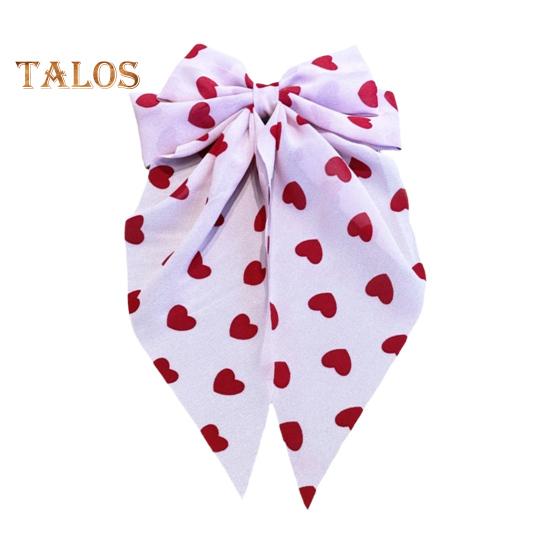 Women Hairpin Bow Shape Ribbon Heart-Shaped Pattern Hair Clip Spring Clip Back Head Hair Accessories Wedding Gift