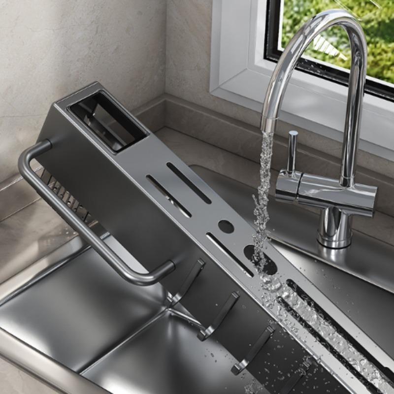 Multi Functional Wall Mounted Kitchen Storage Rack, No Drilling Required, Kitchen Tools and Dining Tools Are Interchangeable