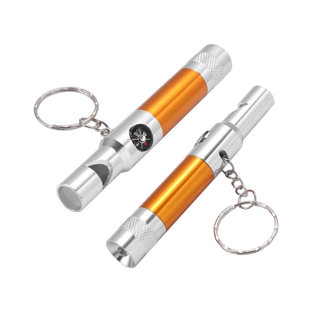 High Quality Survival Light Keychain Outdoor Hiking Tool Portable Whistle 3-In-1 Compass Flashlight