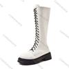 Fashion Comemore Women's Boots 2025 Autumn Winter New Platform Lace Up Knee High Boots for Women Fashion Black White Thck Heel Botas