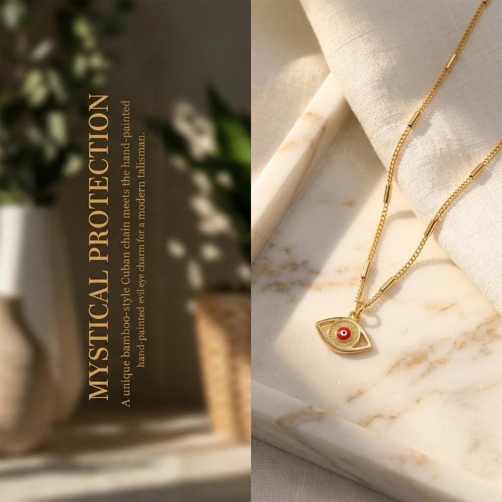 Copper Gold Plated Devil's Eye Necklace Personalized Eyeball Neck Chain Clothes Accessories