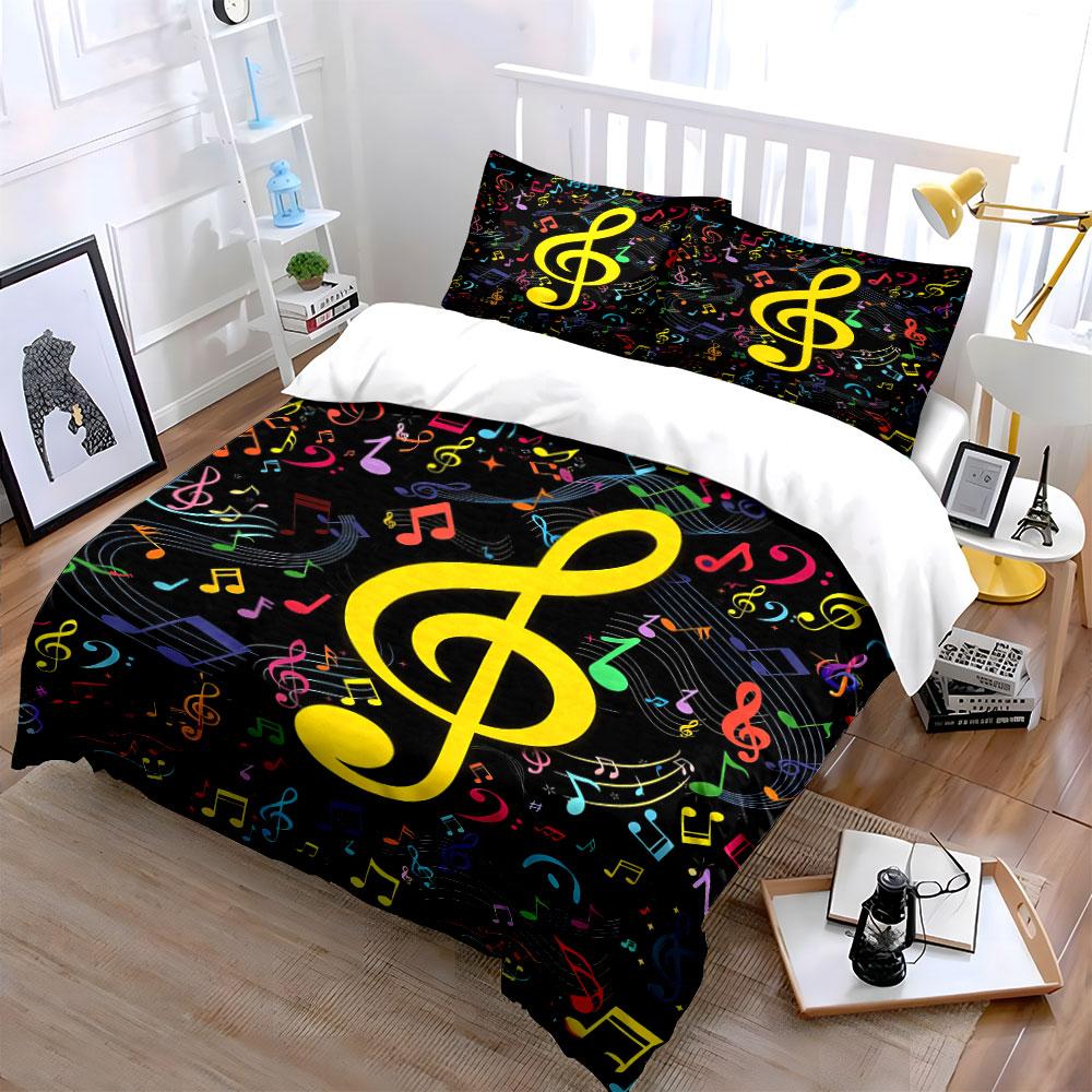 Colorful Musical Notes Pattern. Bedding Sets Duvet Cover Sets Duvet Covers Pillowcases(1 * Duvet Cover 2 * Pillowcases Without Duvet Insert)