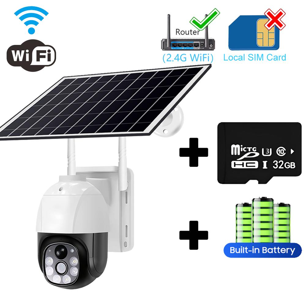 PIR Smart Pedestrian Detection Solar Camera 4G Monitoring Night Vision Full Color HD WIFI Low Power Consumption