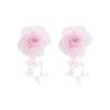 E11891 temperament handmade flower stud earrings female sweet tassel long mesh flower earrings earrings
