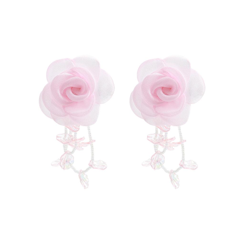 E11891 temperament handmade flower stud earrings female sweet tassel long mesh flower earrings earrings