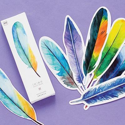 30pcs Marque-page Plume Couleur Papier Volant Naturel Original Marque-page Lecture Livres Papeterie Fournitures de Bureau Scolaires
