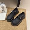 British style retro round head shallow mouth one-word single shoes spring new fashion increase height show long legs Mary Jane small leather shoes