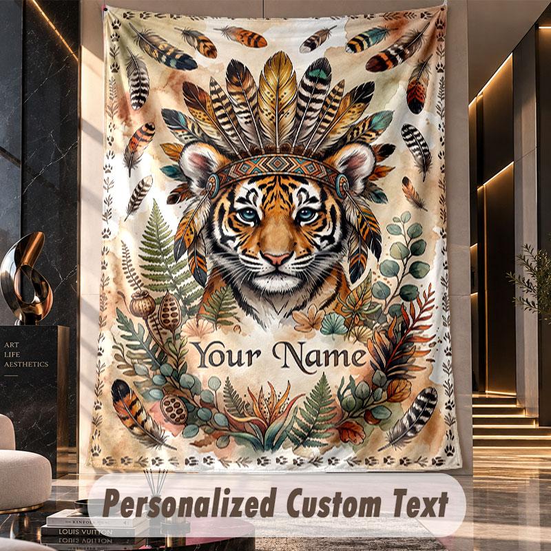 Lion Tiger Leopard (194) Theme Custom Tapestry Personalized Custom Name Text Wall Hanging Tapestry Home Decor Background Cloth