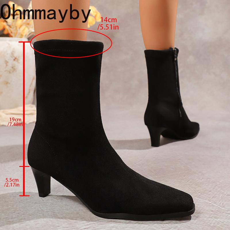 Autumn Winter Fashion Pointed Toe Women Ankle Boots Fashion Low Heels Short Booties Street Style Party Stripper Female Shoes