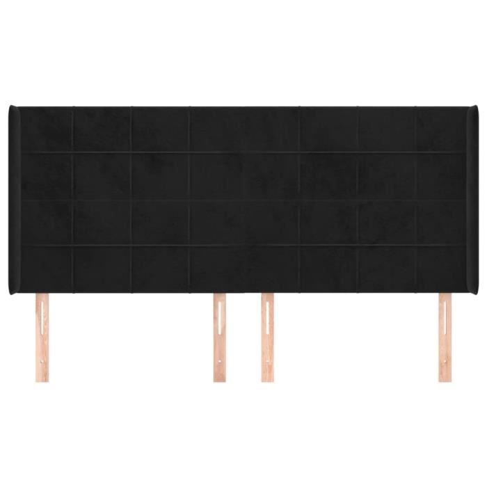 VidaXL Tête de lit avec oreilles Noir 183x16x118-128 cm Velours3119642