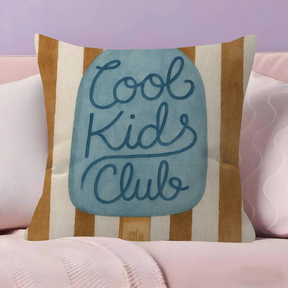 Modern Cartoon Cool Kids Club Cushion Cover Inches Farmhouse Decor Home Throw Pillow Covers for Couch Decorations