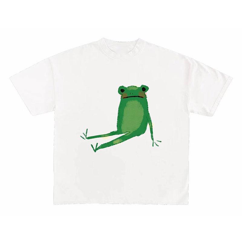 

Unisex Cotton T-shirt Tee Casuai Short Sleeve Crewneck Top Fashion Streetwear Autumn Shirt Kawaii Frog Graphic T Shirts 4XL