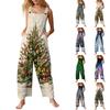 Women's Casual Jumpsuit Sleeveless Christmas Printed Cotton Jumpsuit